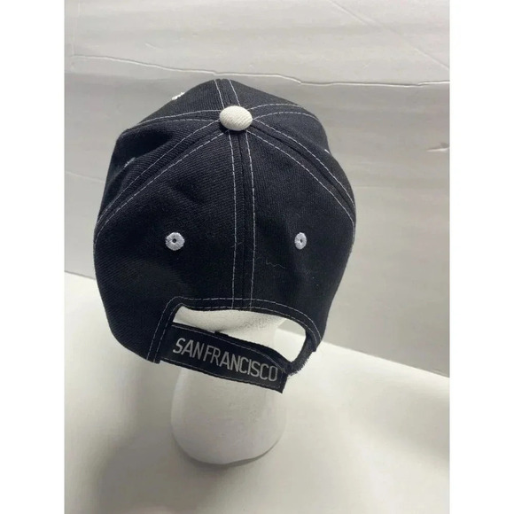 San Francisco Men's Strapback Hat Black White Embroidered Logo - Picture 3 of 5